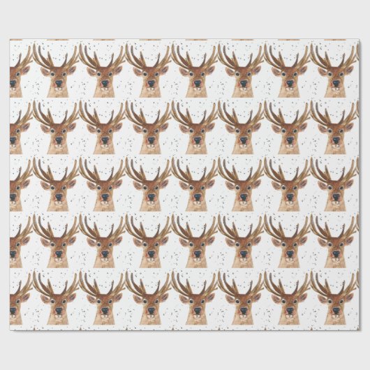 Deer waterverf Pattern Woodland Brown W Cadeaupapier (Vlak)