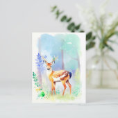 Deer Waterverf Portret 5 Briefkaart (Staand voorkant)
