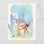 Deer Waterverf Portret 5 Briefkaart (Voorkant)