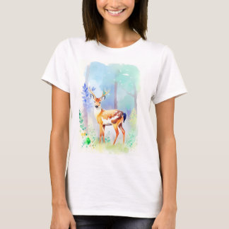 Deer Waterverf Portret 5 T-shirt