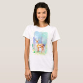 Deer Waterverf Portret 5 T-shirt (Voorkant volledig)