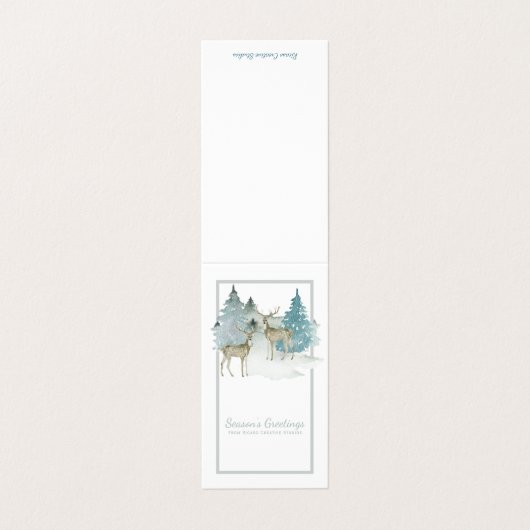 Deer Waterverf Seasons Greetings Mini Greetings Visitekaartje (Buitenkant ongevouwen)