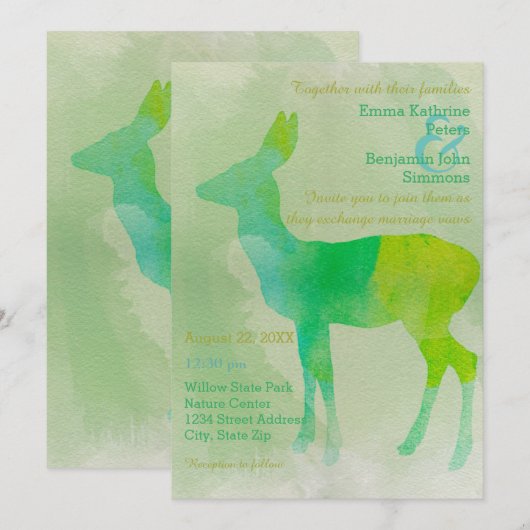 Deer Waterverf - Weddenschap Kaart (Voorkant / Achterkant)