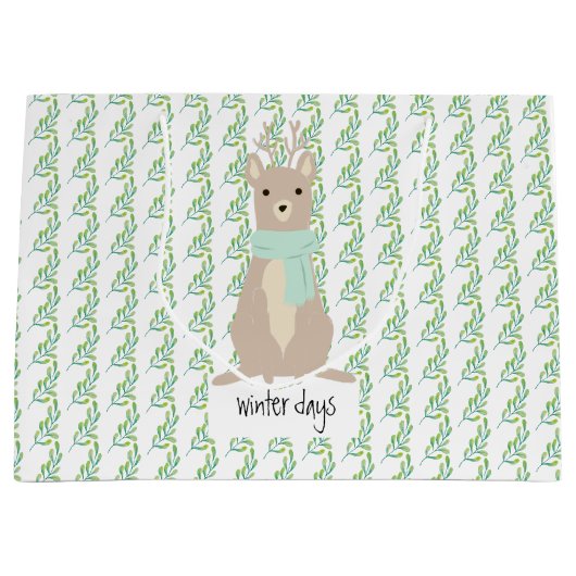 Deer Wearing A Green Scarf Groot Cadeauzakje (Voorkant)