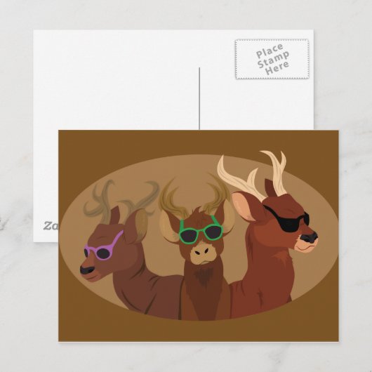 Deer Wearing Sunbril Briefkaart (Voorkant / Achterkant)