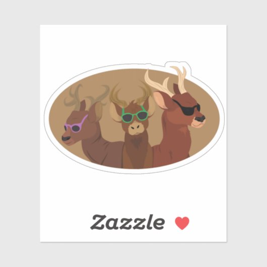Deer Wearing Sunbril Sticker (Vel)