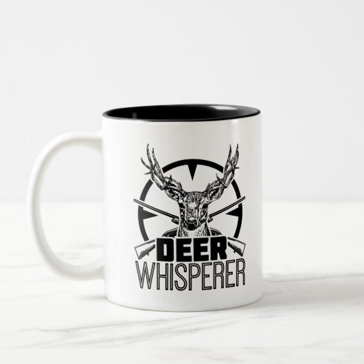 Deer Whisperer Funny Buck Hunter Whitetail Hunting Tweekleurige Koffiemok (Links)