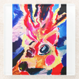 Deer winter joy glazen onderzetter