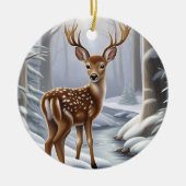 Deer Winter Keramisch Ornament (Voorkant)