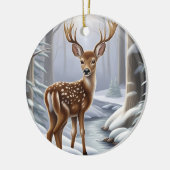 Deer Winter Keramisch Ornament (Links)