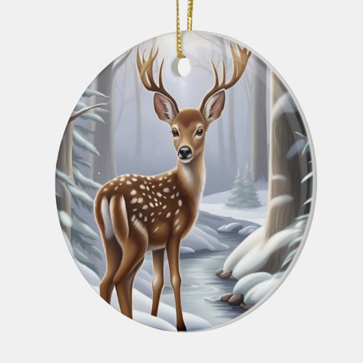 Deer Winter Keramisch Ornament (Links)