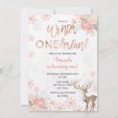 Deer Winter ONEderland Snow Birthday Invite Kaart (Voorkant)