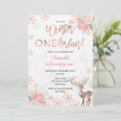 Deer Winter ONEderland Snow Birthday Invite Kaart (Staand voorkant)