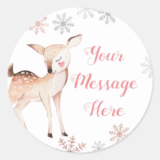 Deer Winter ONEderland Verjaardag Dank u Sticker (Voorkant)