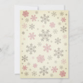 Deer Winter Pink Girl Baby shower Snowflake Kaart (Achterkant)