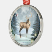 Deer Winter Scene Squar Silver Ornament (Links)