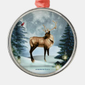Deer Winter Scene Squar Silver Ornament (Voorkant)