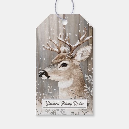 Deer Winter Snow Christmas Cadeaulabel (Voorkant)