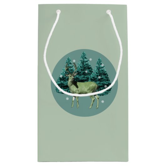 Deer Winter Wonderland Gift Bag Klein Cadeauzakje (Achterkant)