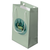 Deer Winter Wonderland Gift Bag Klein Cadeauzakje (Achterkant Gekanteld)