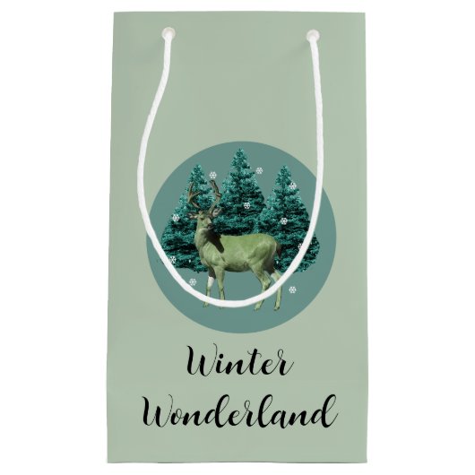 Deer Winter Wonderland Gift Bag Klein Cadeauzakje (Voorkant)