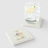 Deer with Blue Bow Stenen Onderzetter (Zijkant)