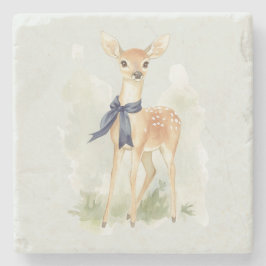 Deer with Blue Bow Stenen Onderzetter