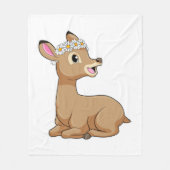 Deer with Daisy Flower Fleece Deken (Voorkant)