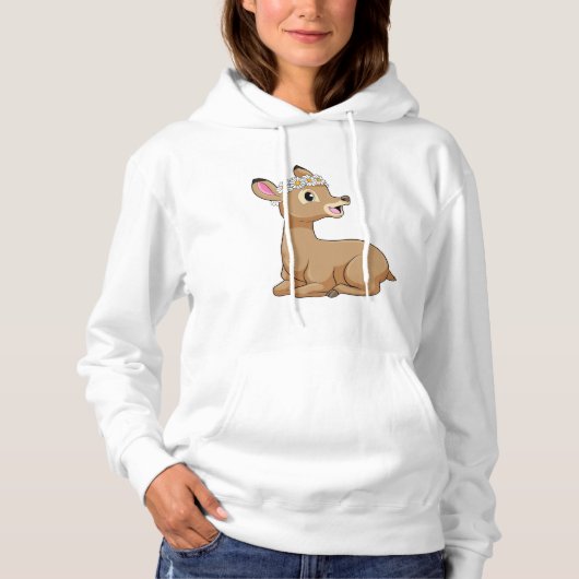 Deer with Daisy Flower Hoodie (Voorkant)