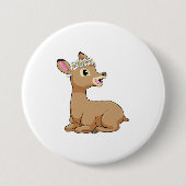 Deer with Daisy Flower Ronde Button 7,6 Cm (Voorkant)