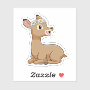 Deer with Daisy Flower Sticker