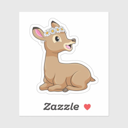 Deer with Daisy Flower Sticker (Vel)