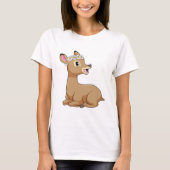 Deer with Daisy Flower T-shirt (Voorkant)