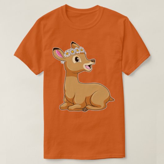 Deer with Daisy Flower T-shirt (Design voorkant)