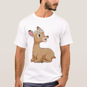 Deer with Daisy Flower T-shirt (Voorkant)