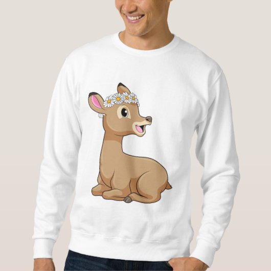 Deer with Daisy Flower Trui (Voorkant)