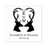 Deer with Heart Antlers Weddenschap Initialen Mono Zelfinktende Stempel (Design)