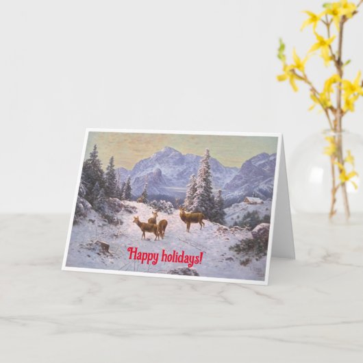 Deer with herd in de winter kaart (Gele Bloem)