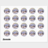 Deer with herd in de winter, ronde sticker (Vel)