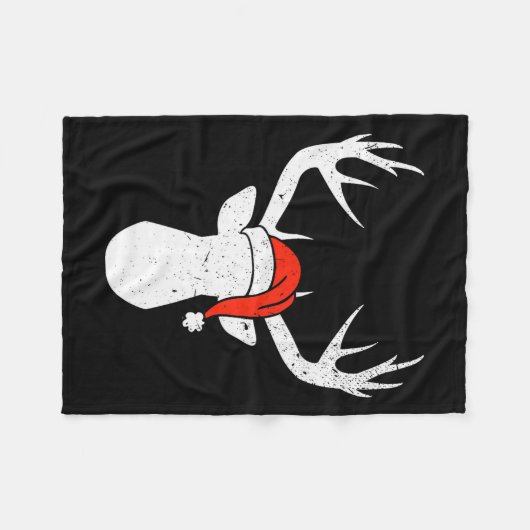 Deer With Santa Hat Christmas Pajama Hunting Gift  Fleece Deken (Voorkant (Horizontaal))