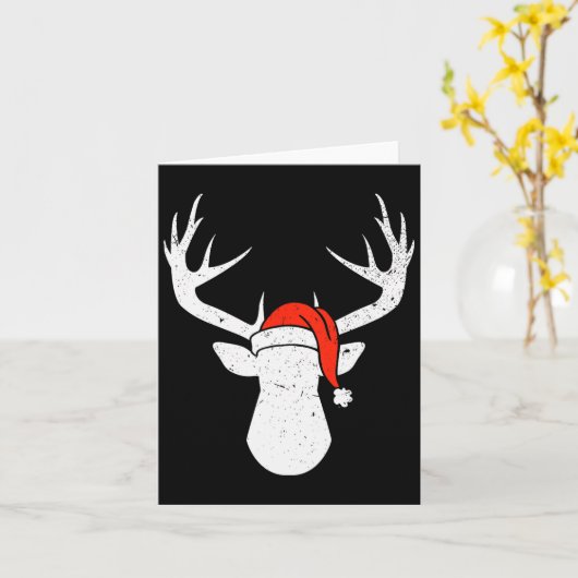 Deer With Santa Hat Christmas Pajama Hunting Gift  Kaart (Gele Bloem)