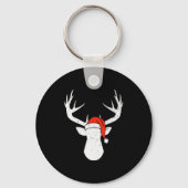 Deer With Santa Hat Christmas Pajama Hunting Gift  Sleutelhanger (Voorkant)