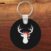 Deer With Santa Hat Christmas Pajama Hunting Gift  Sleutelhanger (Voorkant)