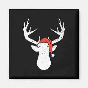 Deer with Santa Hat Kerstmis Pajama Hunting Gift Magneet