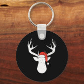 Deer with Santa Hat Kerstmis Pajama Hunting Gift Sleutelhanger (Voorkant)