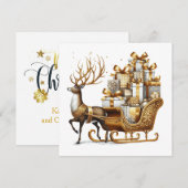 Deer with the sleight of Christmas toys Feestdagenkaart (Voorkant / Achterkant)