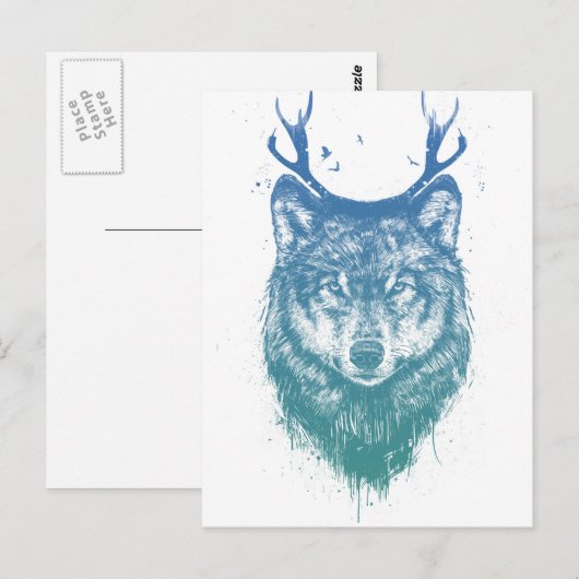 Deer wolf briefkaart (Voorkant / Achterkant)