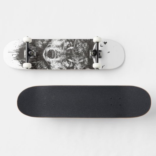 Deer wolf (zwart-wit) persoonlijk skateboard (Horizontaal)