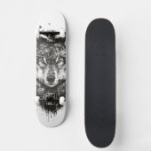 Deer wolf (zwart-wit) persoonlijk skateboard (Voorkant)