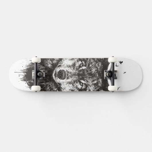 Deer wolf (zwart-wit) persoonlijk skateboard (Horizontaal)